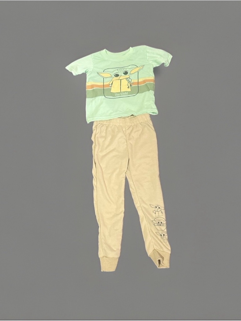 Kids Star Wars The Child (Grogu) Green and Tan Pajama Set